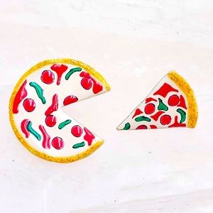 Vintage Lunch at the Ritz Gold Pizza Earrings